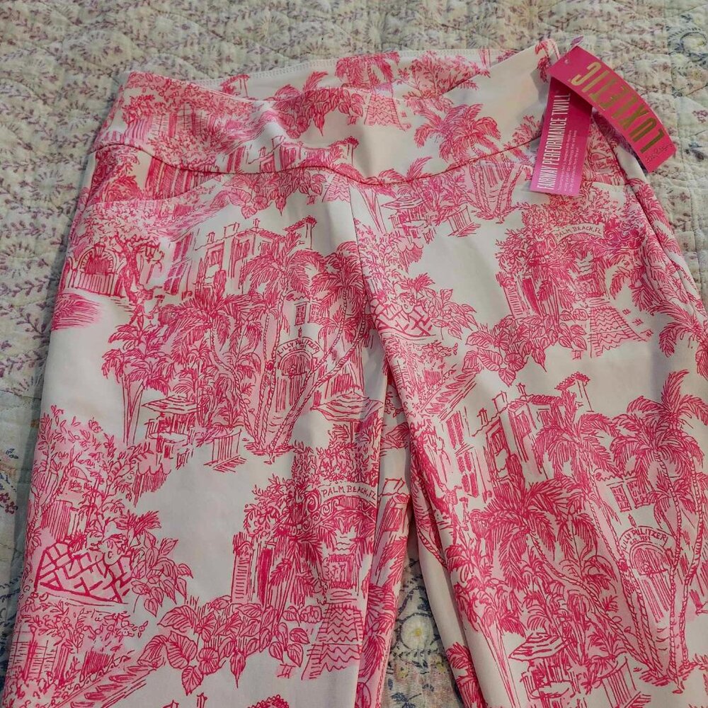 Lilly Pulitzer Palm Beach Anniversary Toile 25" Corso Crop Pant size 8 Brand New